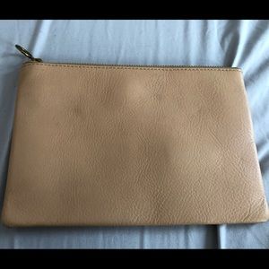 Madewell Leather Pouch Clutch in Linen